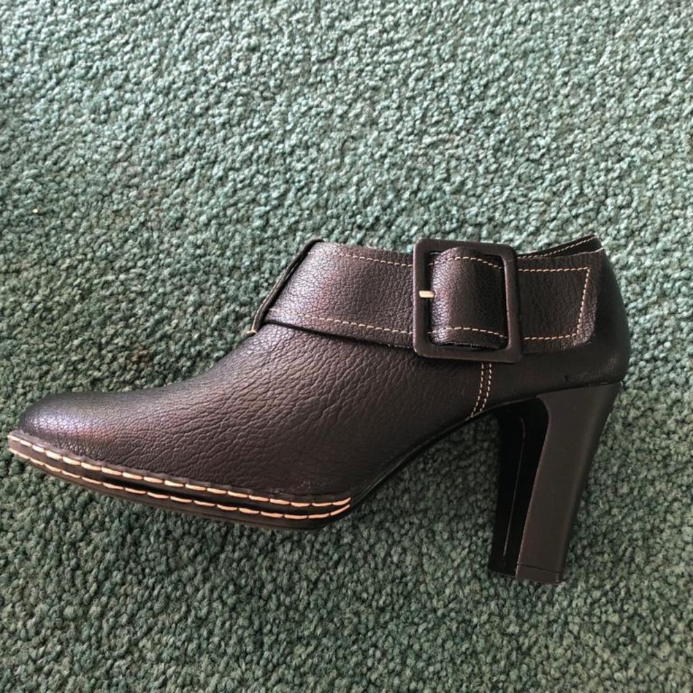 Black leather booties